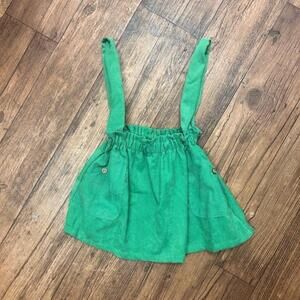 Small shop 5/6 green corduroy overall skirt